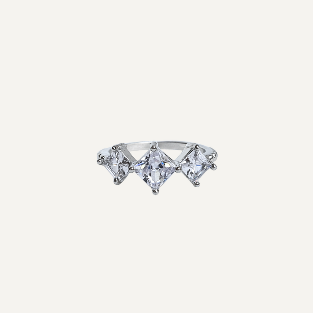 3-Stone Princess Cut Zirconia Ring