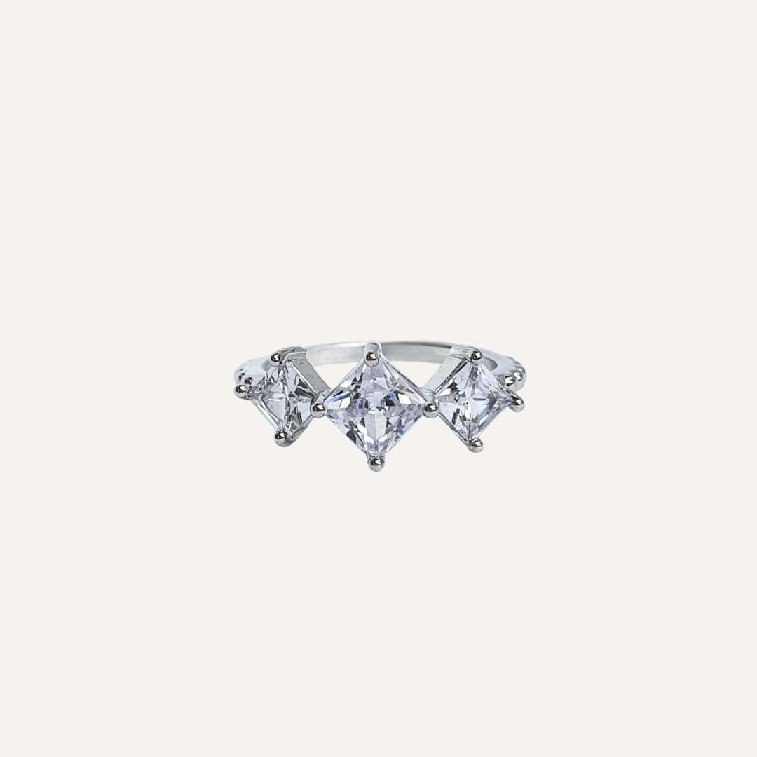 3-Stone Princess Cut Zirconia Ring