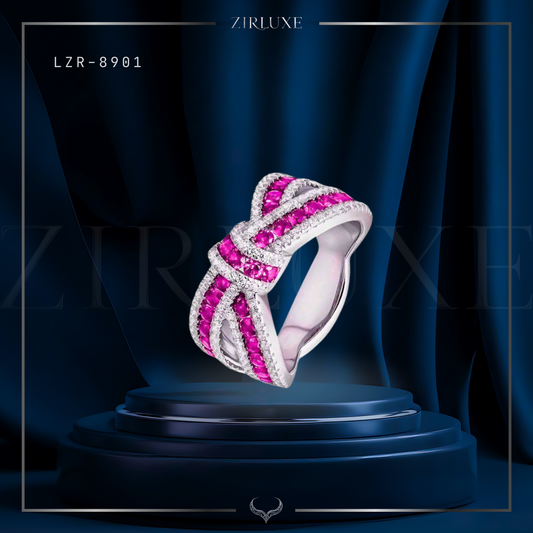 Princess Bowknot Ruby Pink Premium Gemstone Ring