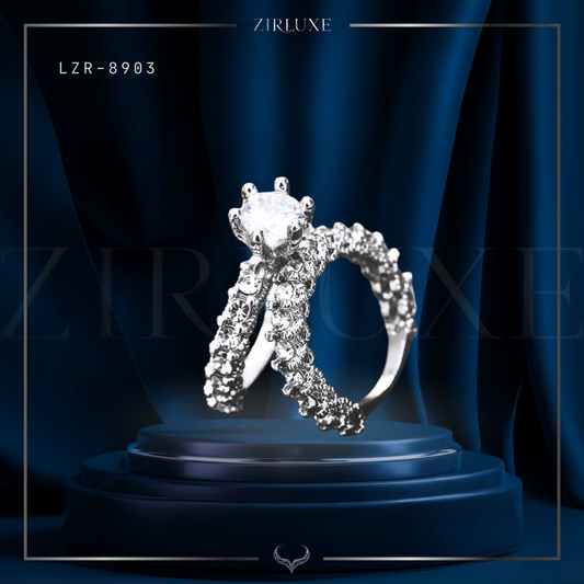 Luxury Cubic Crystal Double Ring