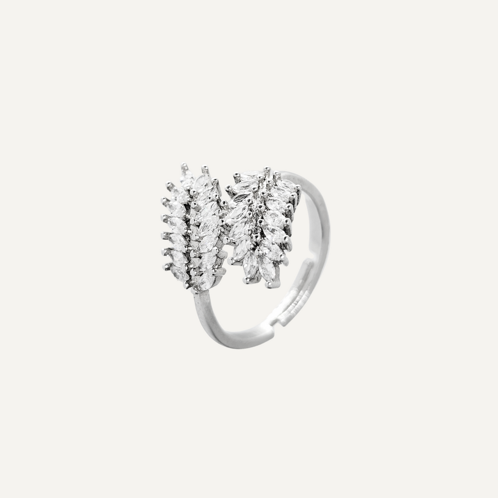 Zirconia Double Leaf Ring
