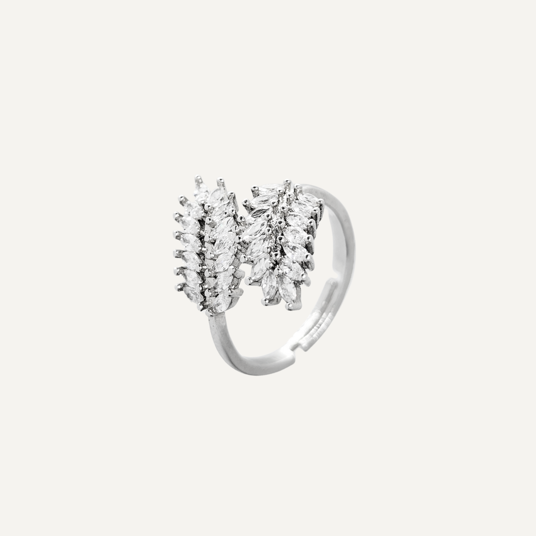 Zirconia Double Leaf Ring