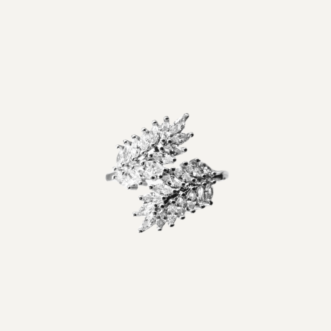 Zirconia Double Leaf Ring