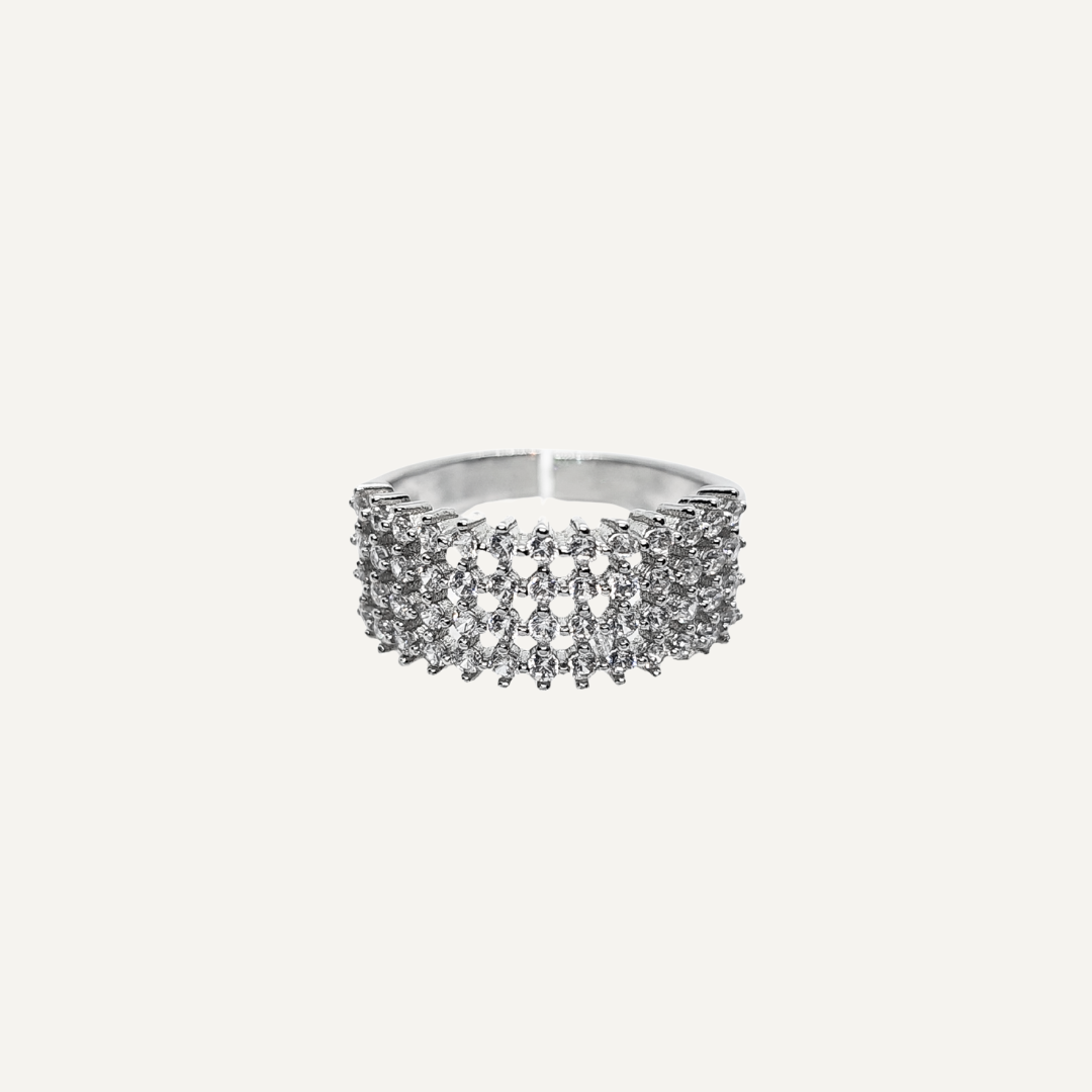 Four-row Zirconia Band Ring